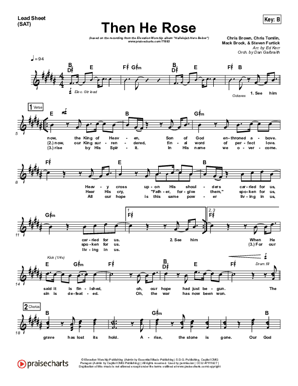 Then He Rose Lead Sheet (SAT) (Elevation Worship)