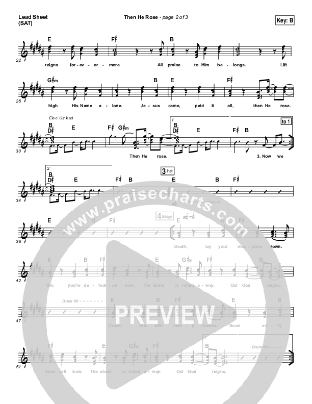 Then He Rose Lead Sheet (SAT) (Elevation Worship)