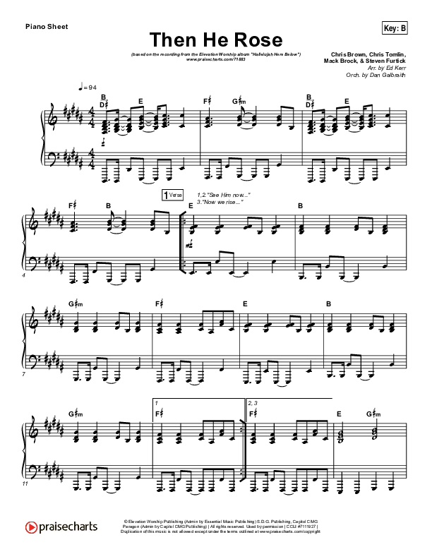 Then He Rose Piano Sheet (Elevation Worship)
