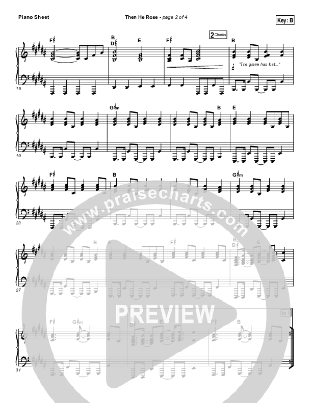 Then He Rose Piano Sheet (Elevation Worship)