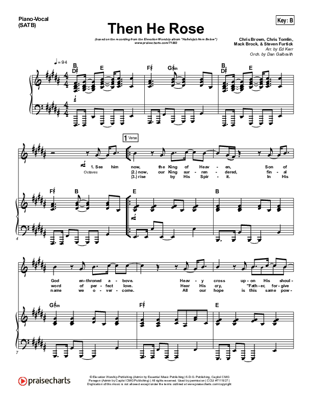 Then He Rose Piano/Vocal (SATB) (Elevation Worship)