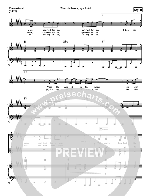 Then He Rose Piano/Vocal (SATB) (Elevation Worship)