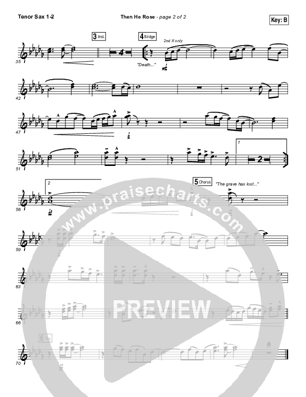 Then He Rose Tenor Sax 1/2 (Elevation Worship)