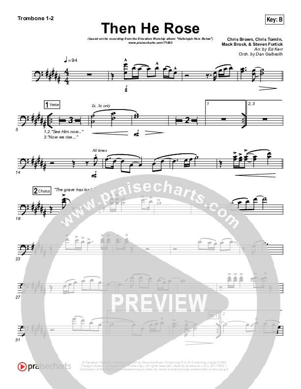 Then He Rose Trombone 1/2 (Elevation Worship)