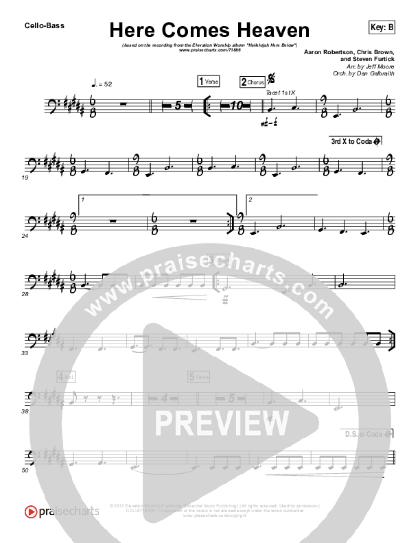 Here Comes Heaven Cello/Bass (Elevation Worship)
