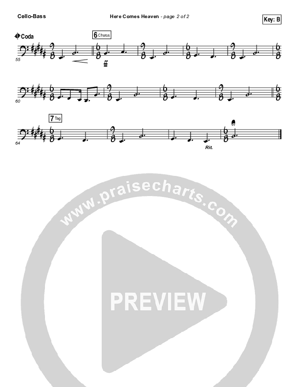 Here Comes Heaven Cello/Bass (Elevation Worship)