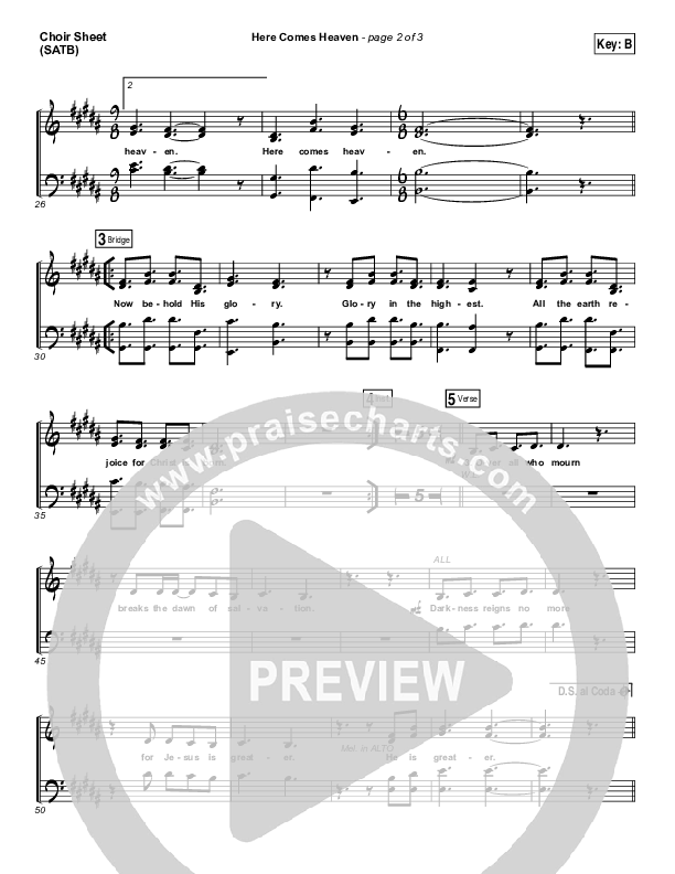 Here Comes Heaven Choir Sheet (SATB) (Elevation Worship)