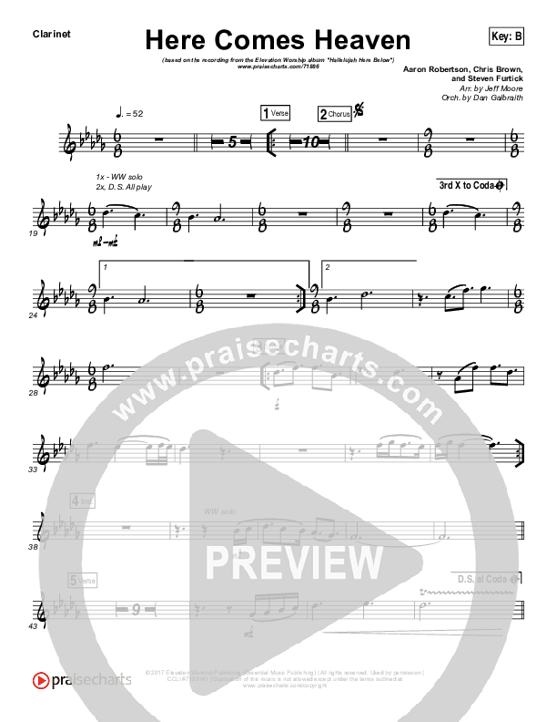 Here Comes Heaven Clarinet (Elevation Worship)