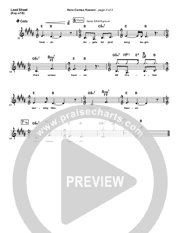 Here Comes Heaven Lead Sheet (Melody) (Elevation Worship)