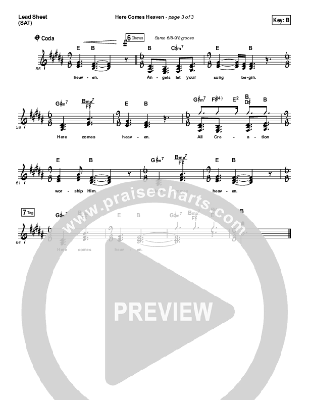 Here Comes Heaven Lead Sheet (SAT) (Elevation Worship)