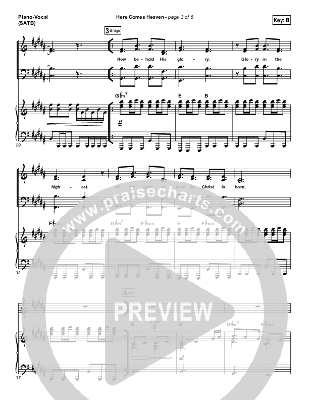 Here Comes Heaven Piano/Vocal (SATB) (Elevation Worship)