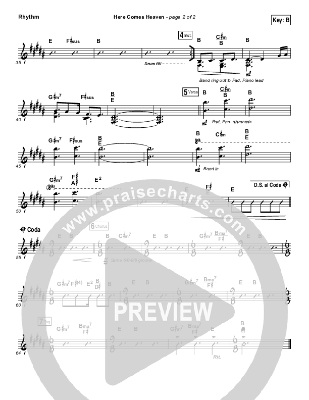 Here Comes Heaven Rhythm Chart (Elevation Worship)