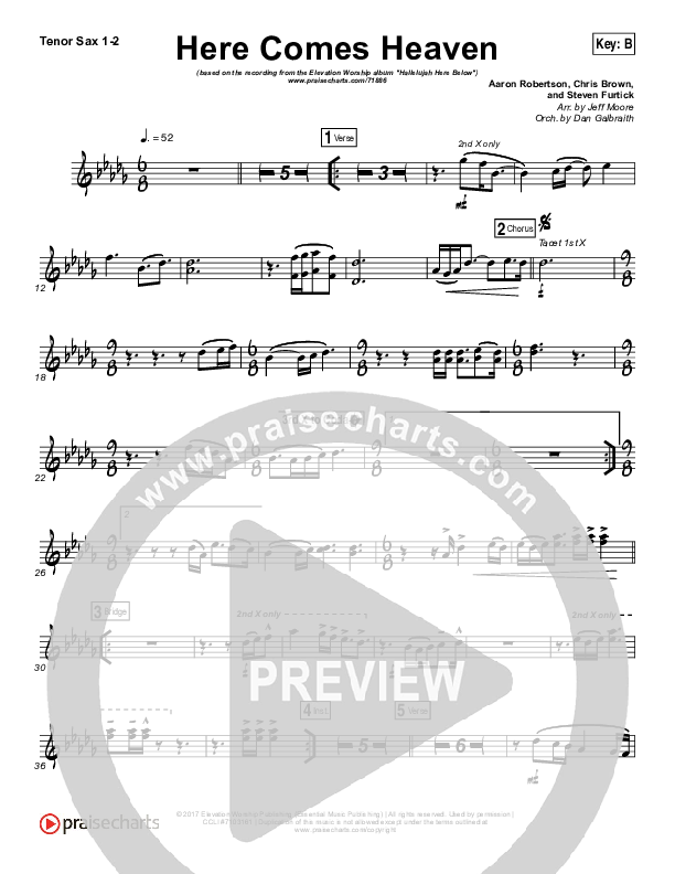 Here Comes Heaven Tenor Sax 1/2 (Elevation Worship)
