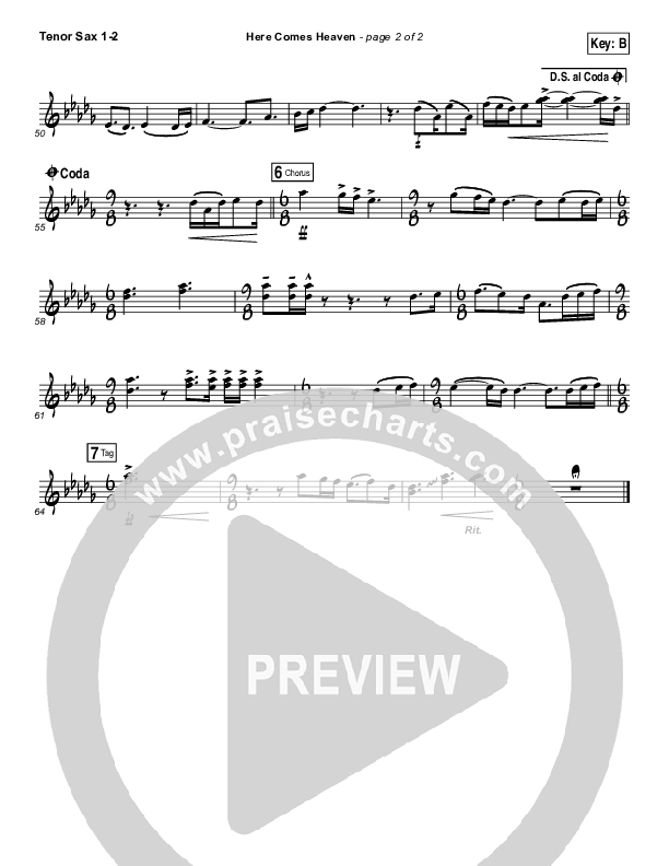 Here Comes Heaven Tenor Sax 1/2 (Elevation Worship)
