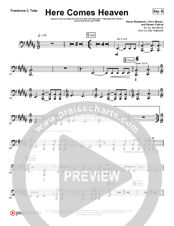 Here Comes Heaven Trombone 3/Tuba (Elevation Worship)