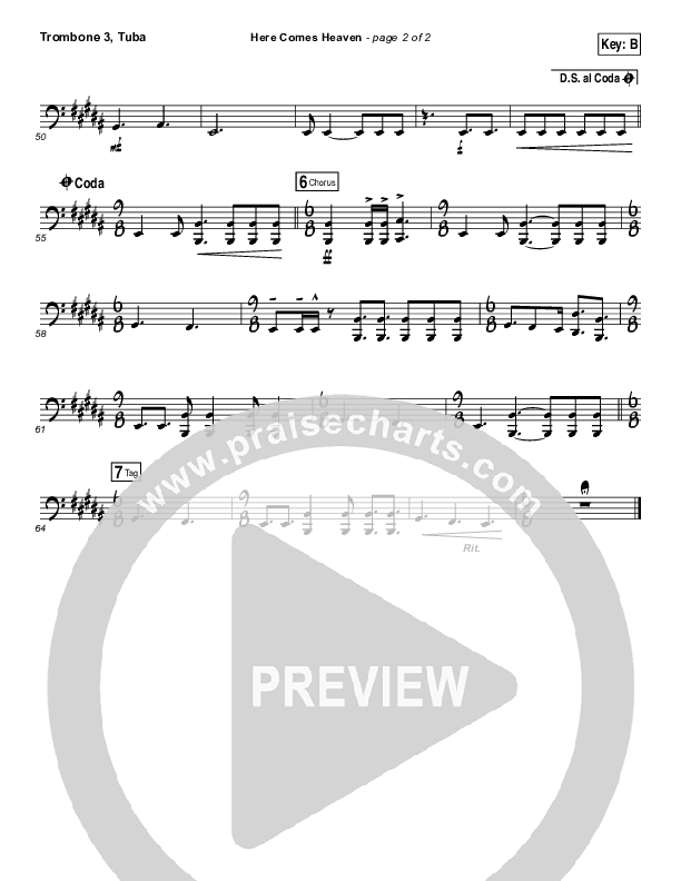 Here Comes Heaven Trombone 3/Tuba (Elevation Worship)