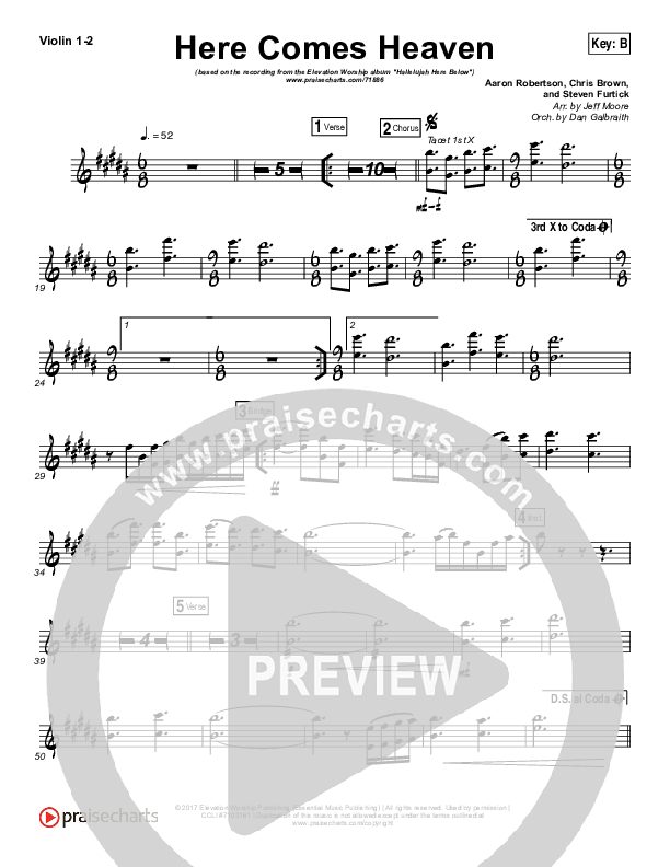 Here Comes Heaven Violin 1/2 (Elevation Worship)