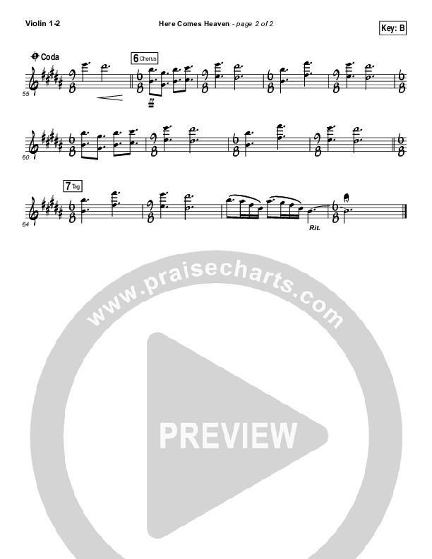 Here Comes Heaven Violin 1/2 (Elevation Worship)