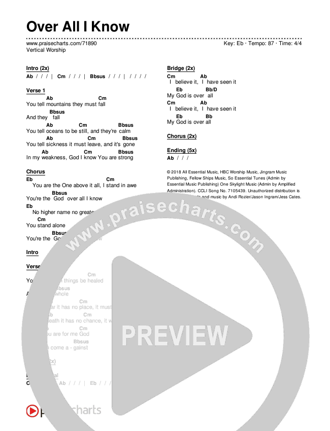 Over All I Know Chords & Lyrics (Vertical Worship)