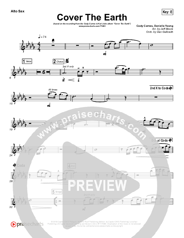 Cover The Earth Alto Sax (Cody Carnes / Kari Jobe)