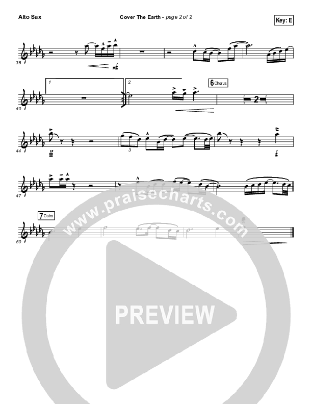 Cover The Earth Alto Sax (Cody Carnes / Kari Jobe)