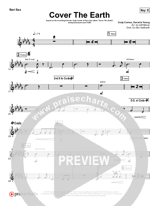 Cover The Earth Bari Sax (Cody Carnes / Kari Jobe)