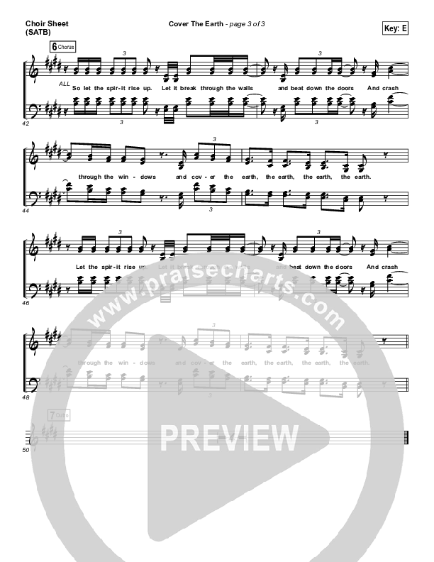 Cover The Earth Choir Sheet (SATB) (Cody Carnes / Kari Jobe)