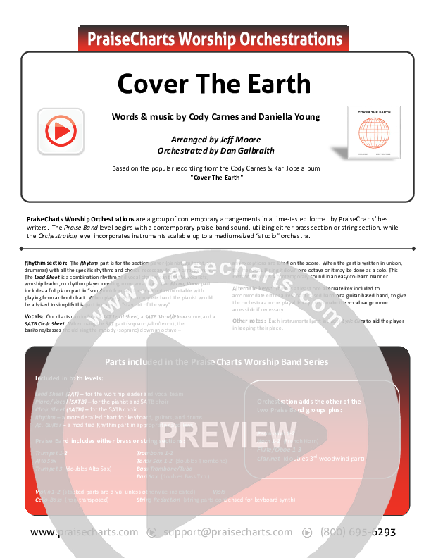 Cover The Earth Cover Sheet (Cody Carnes / Kari Jobe)