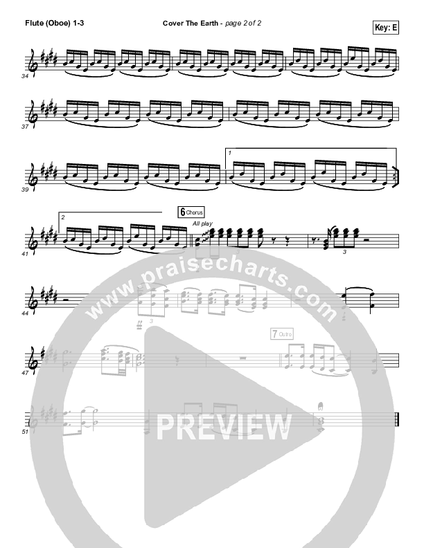 Cover The Earth Flute/Oboe 1/2/3 (Cody Carnes / Kari Jobe)