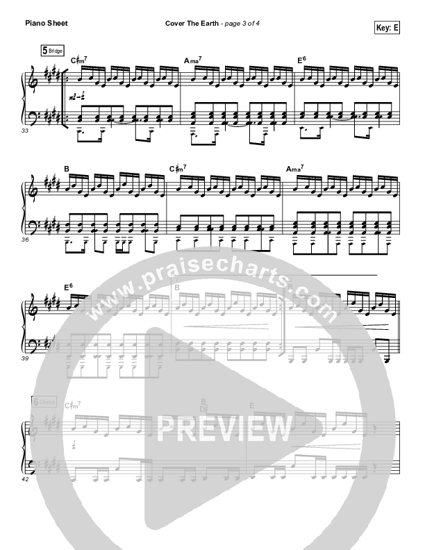 Cover The Earth Piano Sheet (Cody Carnes / Kari Jobe)