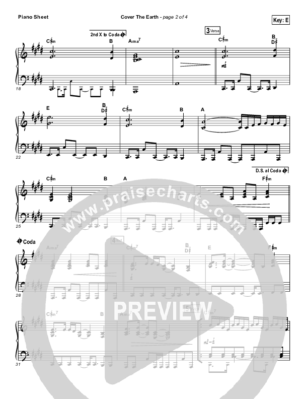 Cover The Earth Piano Sheet (Cody Carnes / Kari Jobe)