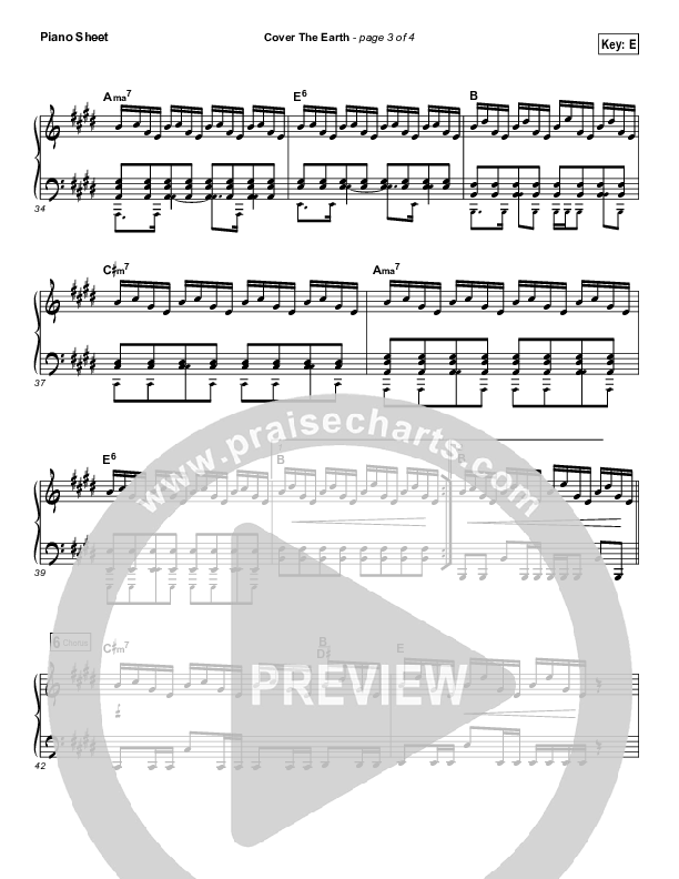 Cover The Earth Piano Sheet (Cody Carnes / Kari Jobe)