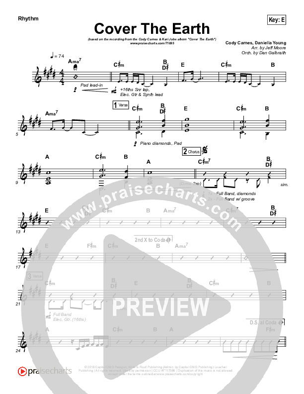 Cover The Earth Rhythm Chart (Cody Carnes / Kari Jobe)