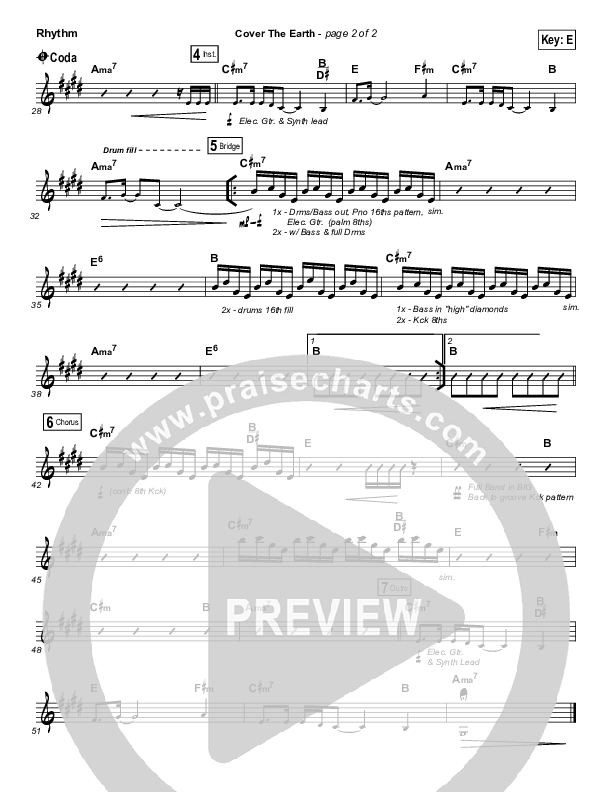 Cover The Earth Rhythm Chart (Cody Carnes / Kari Jobe)