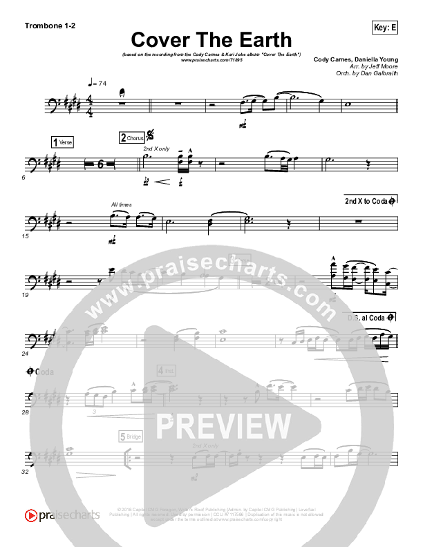 Cover The Earth Trombone 1/2 (Cody Carnes / Kari Jobe)