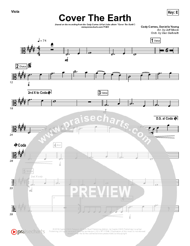 Cover The Earth Viola (Cody Carnes / Kari Jobe)