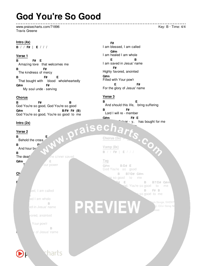God You're So Good Chords & Lyrics (Travis Greene)