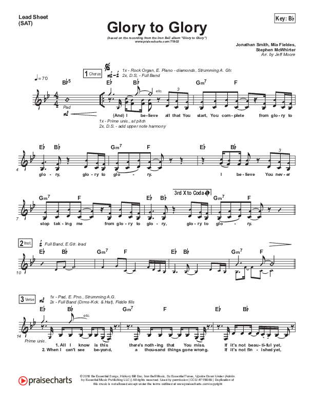 Glory To Glory Lead (SAT) (Iron Bell Music)