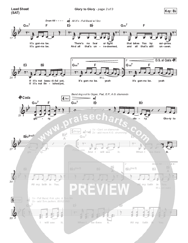 Glory To Glory Lead (SAT) (Iron Bell Music)