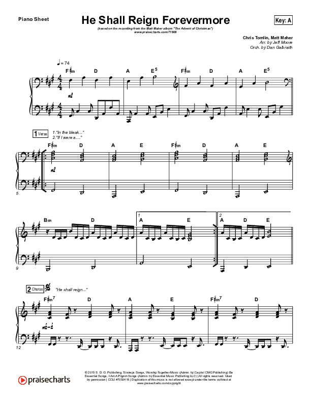 He Shall Reign Forevermore Piano Sheet (Matt Maher)