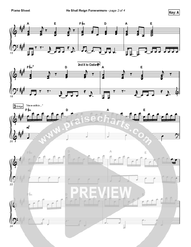 He Shall Reign Forevermore Piano Sheet (Matt Maher)