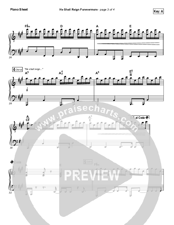 He Shall Reign Forevermore Piano Sheet (Matt Maher)