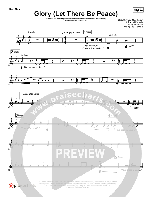 Glory (Let There Be Peace) Bari Sax (Matt Maher)