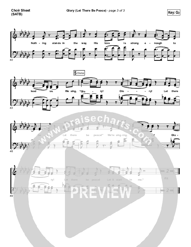 Glory (Let There Be Peace) Choir Sheet (SATB) (Matt Maher)