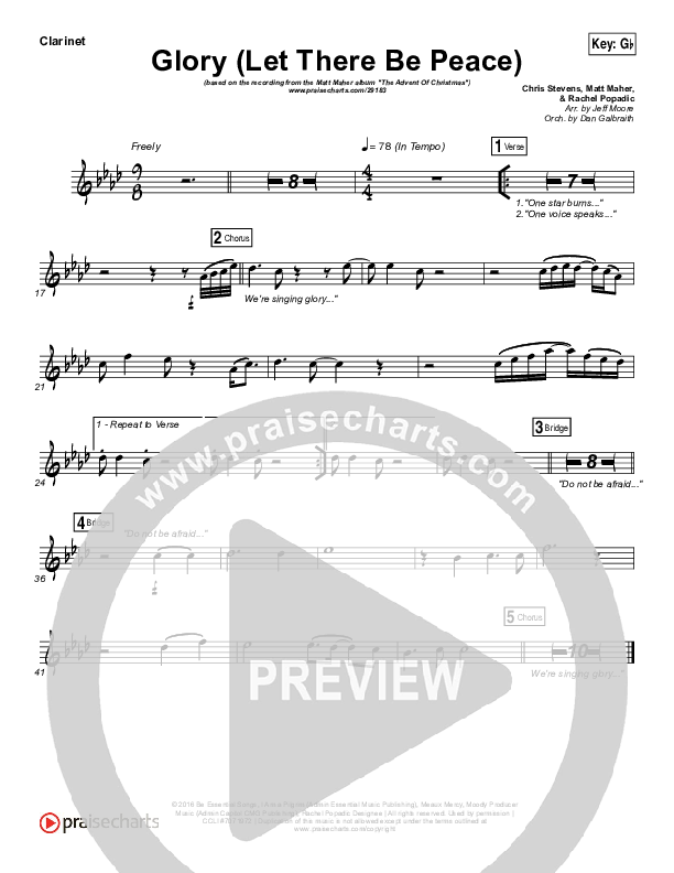 Glory (Let There Be Peace) Clarinet (Matt Maher)