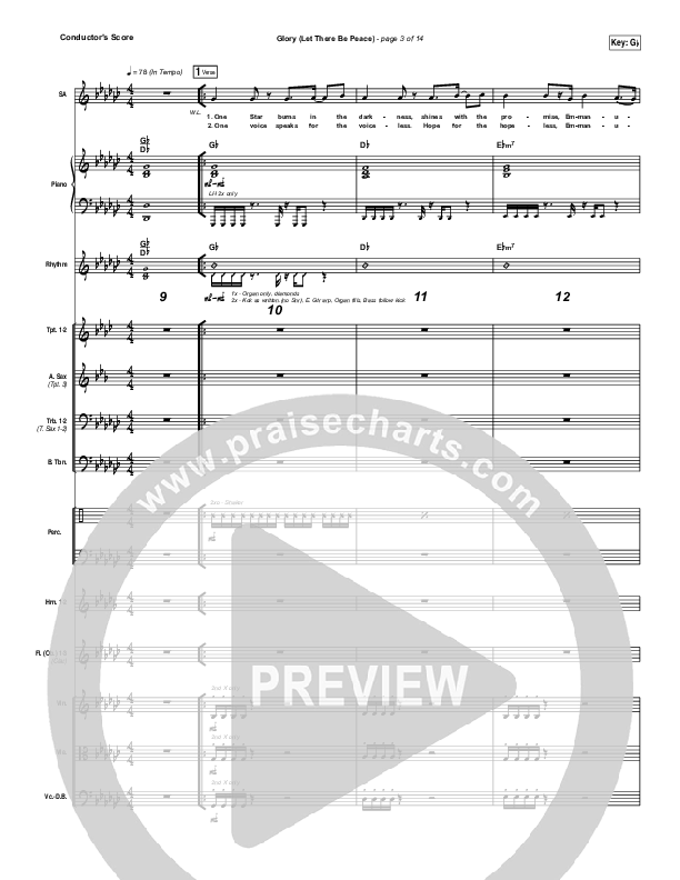Glory (Let There Be Peace) Conductor's Score (Matt Maher)