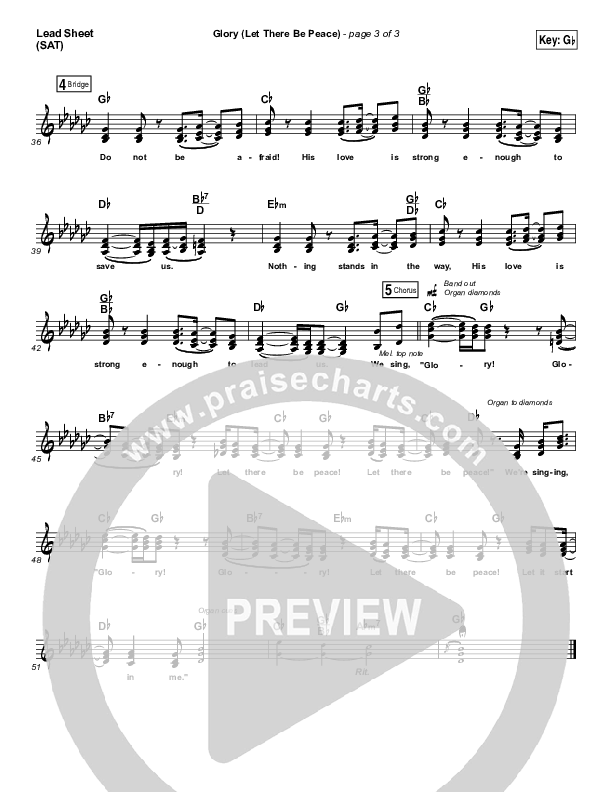 Glory (Let There Be Peace) Lead Sheet (SAT) (Matt Maher)