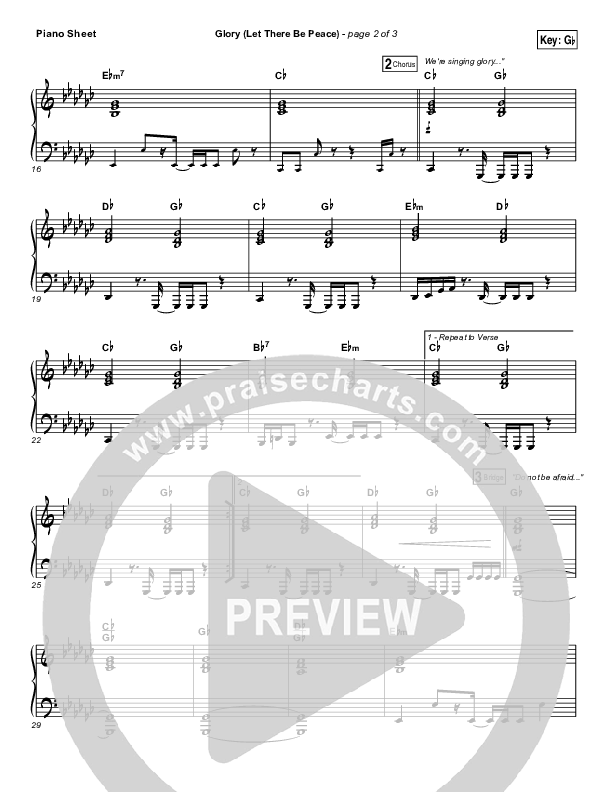 Glory (Let There Be Peace) Piano Sheet (Matt Maher)