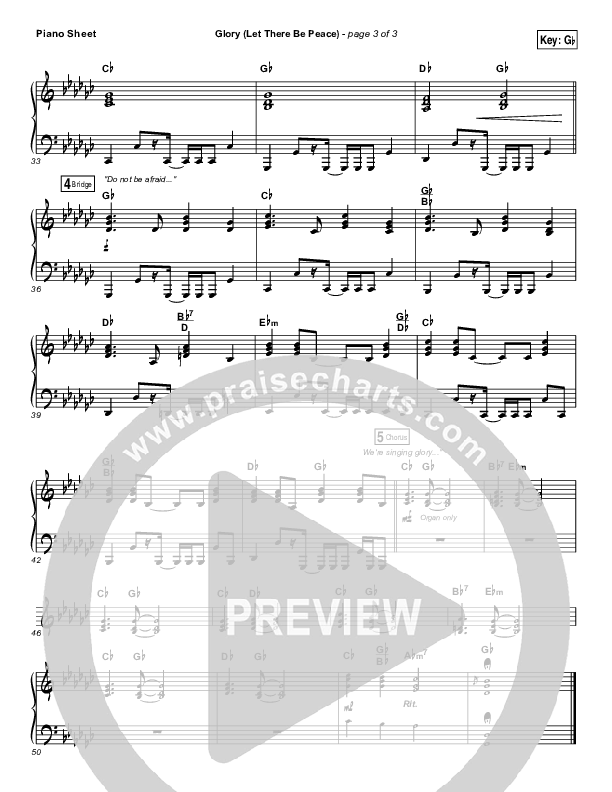 Glory (Let There Be Peace) Piano Sheet (Matt Maher)