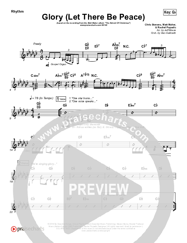 Glory (Let There Be Peace) Rhythm Chart (Matt Maher)